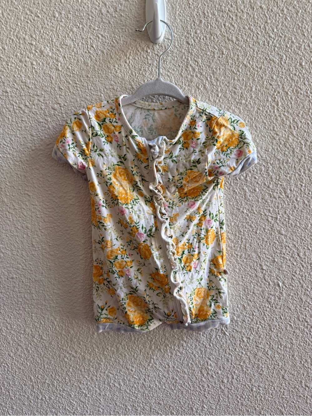 SweetHoney Yellow Floral and Gingham romper